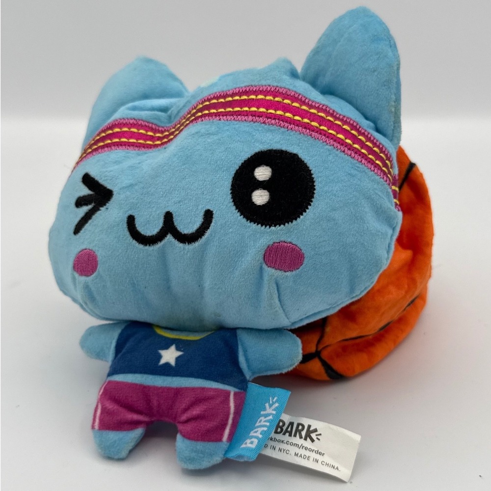 Bark Basketball Cat Plush Dog Toy Unisex Small Blue Orange Sports BarkBox
